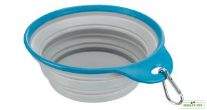 Cestovní silikonová skládací miska s pevným okrajem 1l  / 18 cm | modrá se šedým okrajem, šedá s modrým okrajem