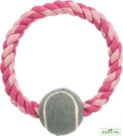 Trixie bavlněný kruh s tenisovým míčkem ø 18 cm  | modrý, růžový