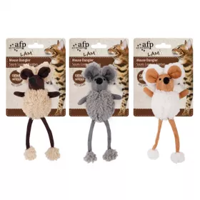 AFP Lambswool Mouse Danger 16 cm – šustící hračka pro psy | bílá, béžovo-hnědá, šedá