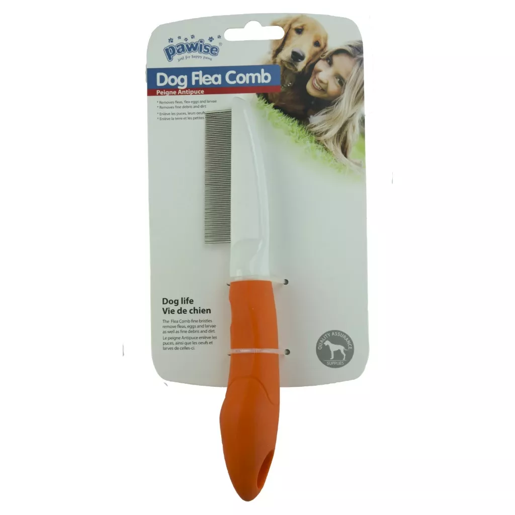 Pawise Dog Flea Comb na drobné nečistoty a blechy oranžový