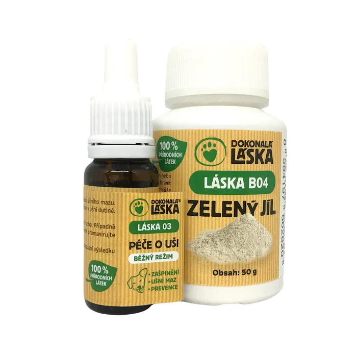 Zvýhodněný balíček PÉČE O UŠI - Láska 03 10ml + zelený jíl 50g